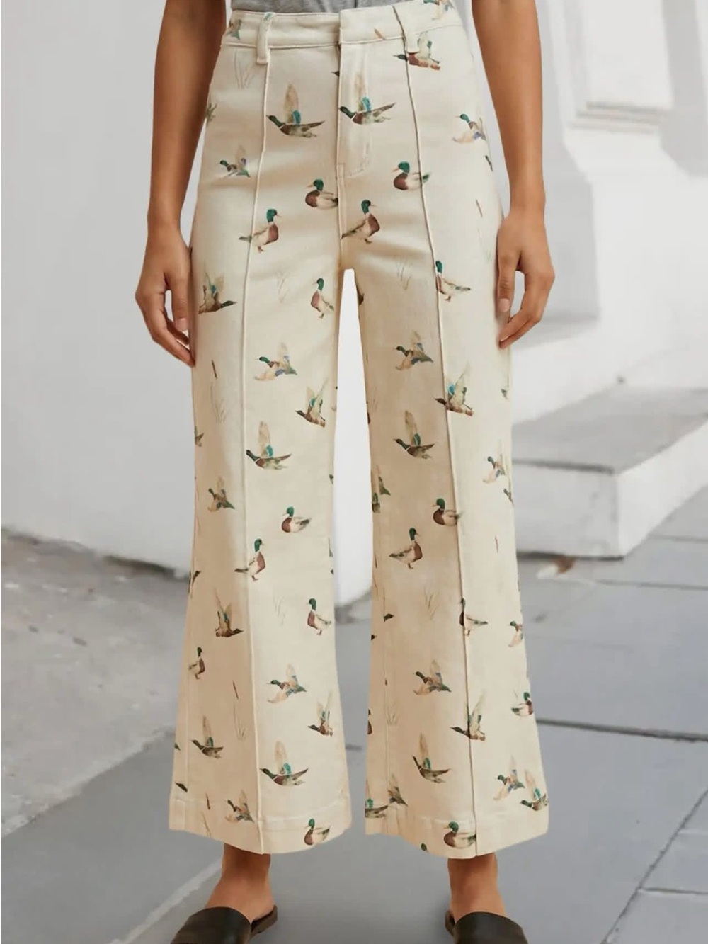 High-Rise Cream Mallard Jeans - Picture 2 of 4